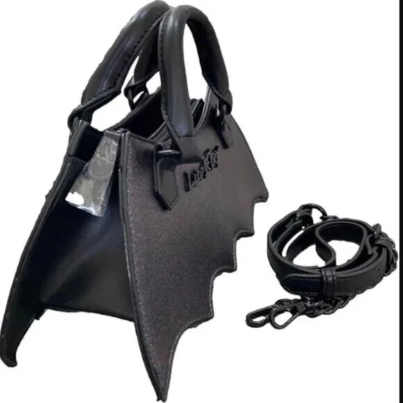 Betsey Johnson Black Glitter Bat Mini Shoulder Bag NWT - Picture 6 of 11